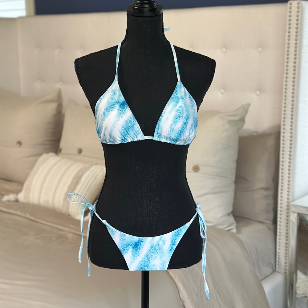 Light Blue Tie-Dye Triangle Bikini